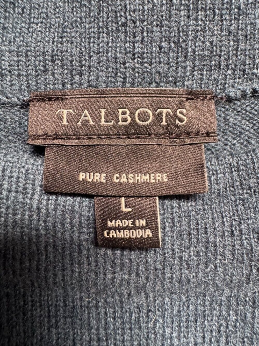 Talbots 100% Cashmere Teal 3/4 Sleeve Lightweight Sweater Womens Size L - Picture 5 of 16